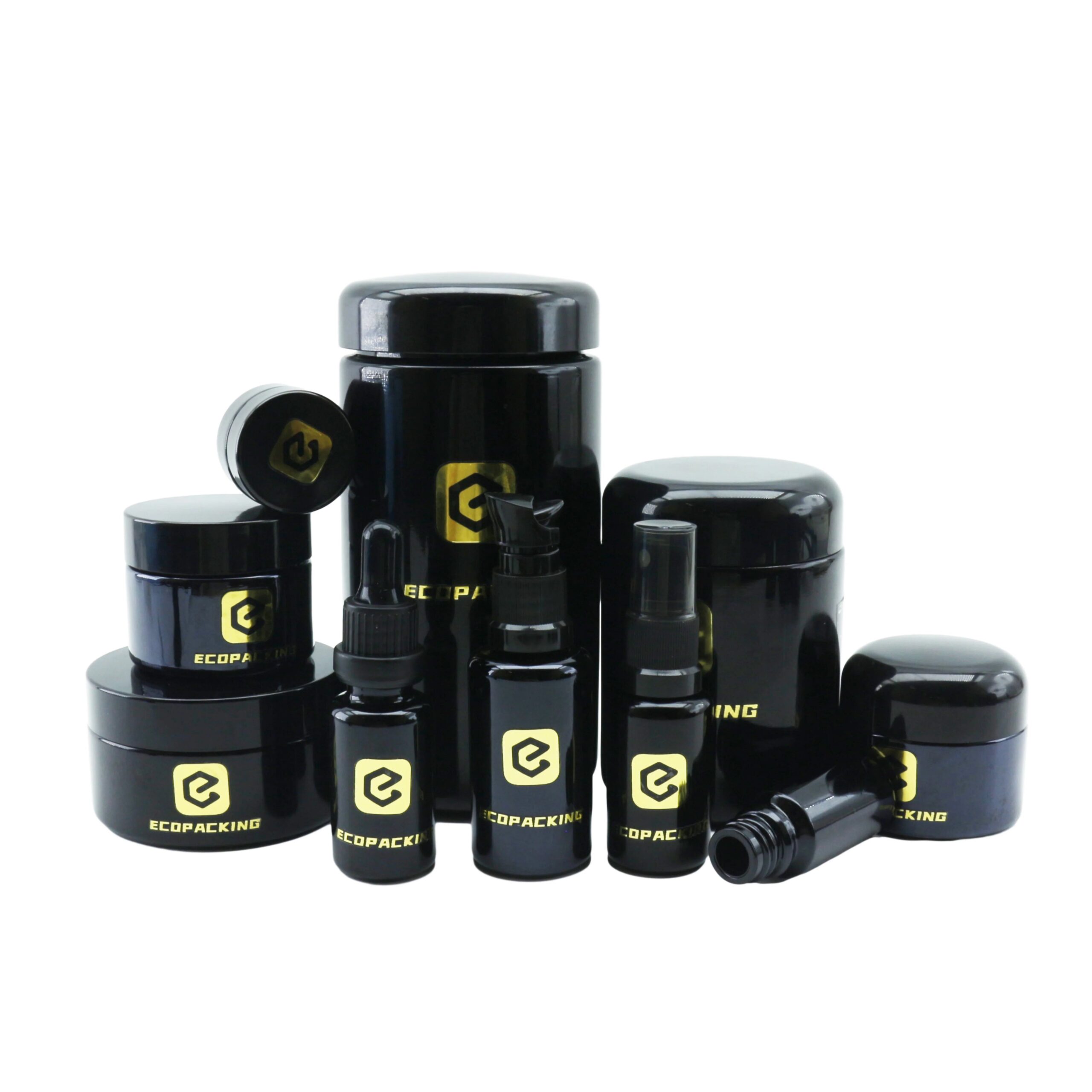 UV Dark Violet Glass Jar Lid 5ml to 1000ml Range for Skin Care Cream Cosmetic Use-Empty Loose Tea Flower Cream Black Jar - 图片 2