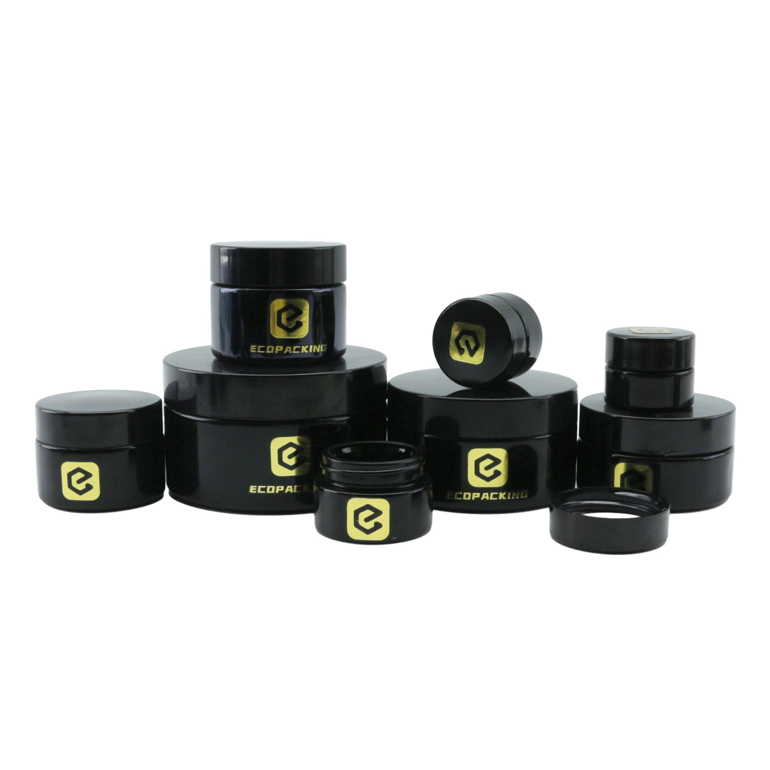 Beauty Cosmetic Cream Jars 5g 15g 30g 50g 100g 200g Black Uv Body Butter Scrub Glass Jar - 图片 2
