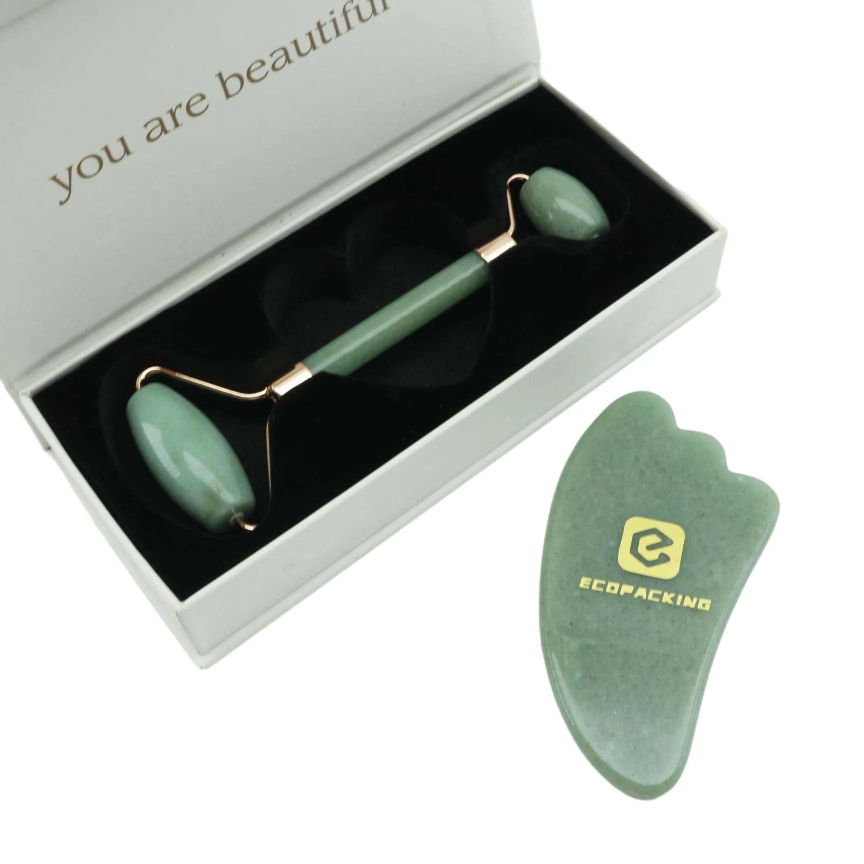 Jade Roller Facial Massage Jade Roller Gua Sha Set With Box Beauty Roller for Face Lifting and Skin - 图片 5