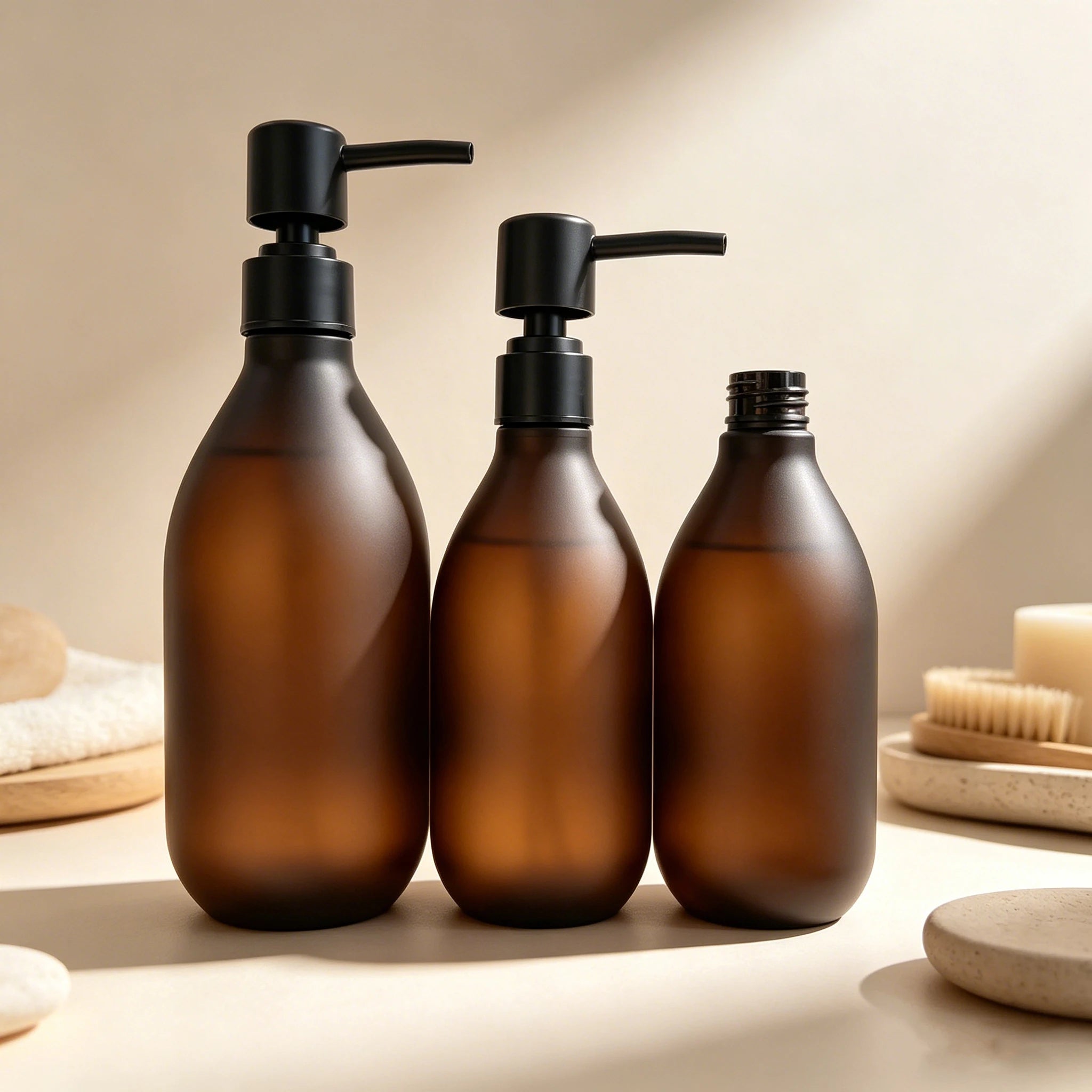 Custom 300ml 500ml PET Vase-Shaped Plastic Pump Bottle with Design for Cosmetic Lotion Packaging Silk Screen Printing - 图片 4