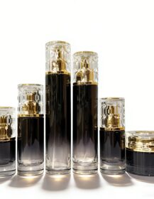 20ml 30ml 50ml 100ml 120ml Cosmetic Packaging Gradient Black Glass Bottle Packaging 50g Cream Jar Sets for Skin Care Products