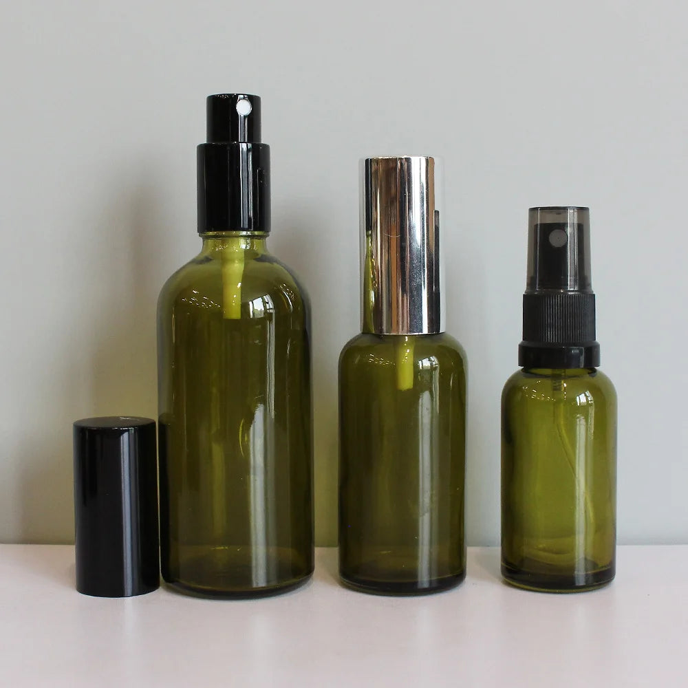 10ml 30ml 50ml 100ml Perfume Spray Bottle Green Skin Care Glass Bottle Cosmetic Packaging with Pump Spray - 图片 3