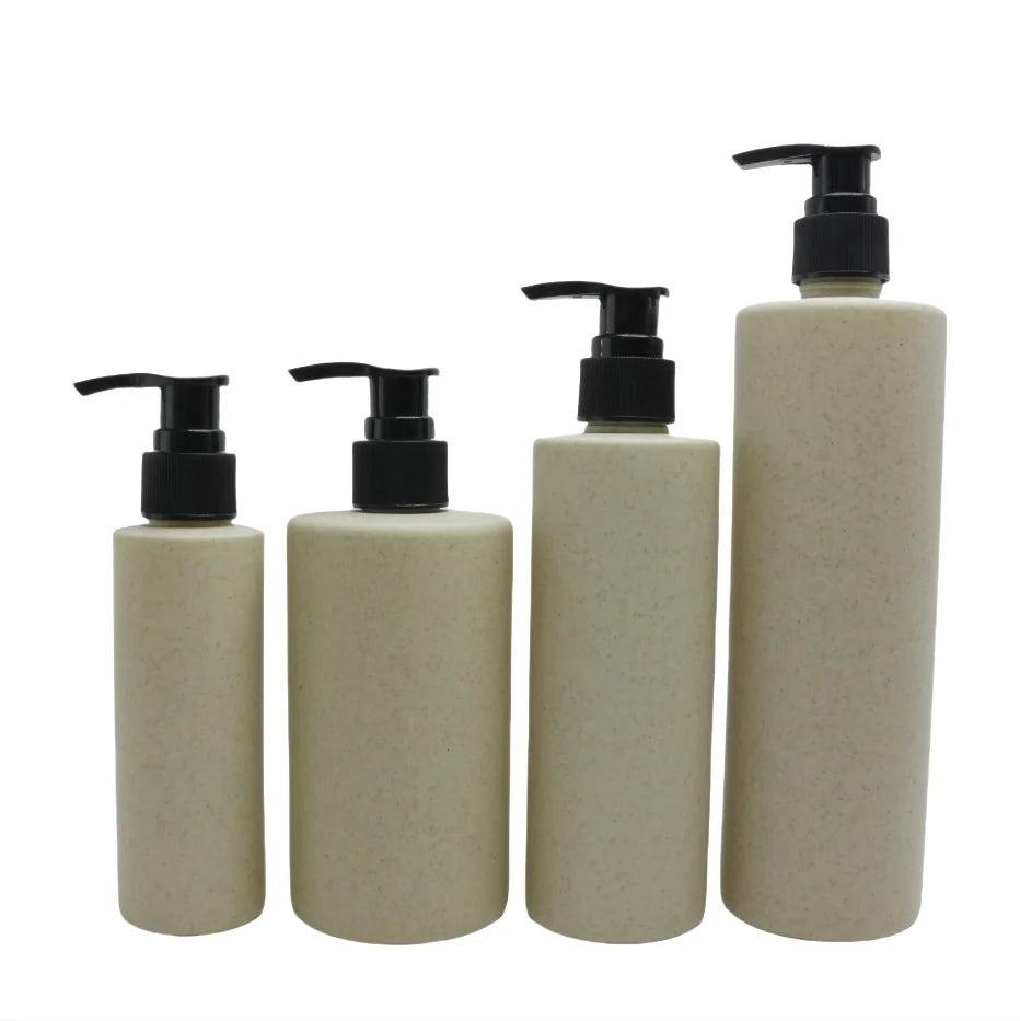 Eco Friendly Packaging Biodegradable Plastic Lotion Pump Liquid Soap Wheat Straw Shampoo Bottle 100ml 250ml 300ml 500ml - 图片 3