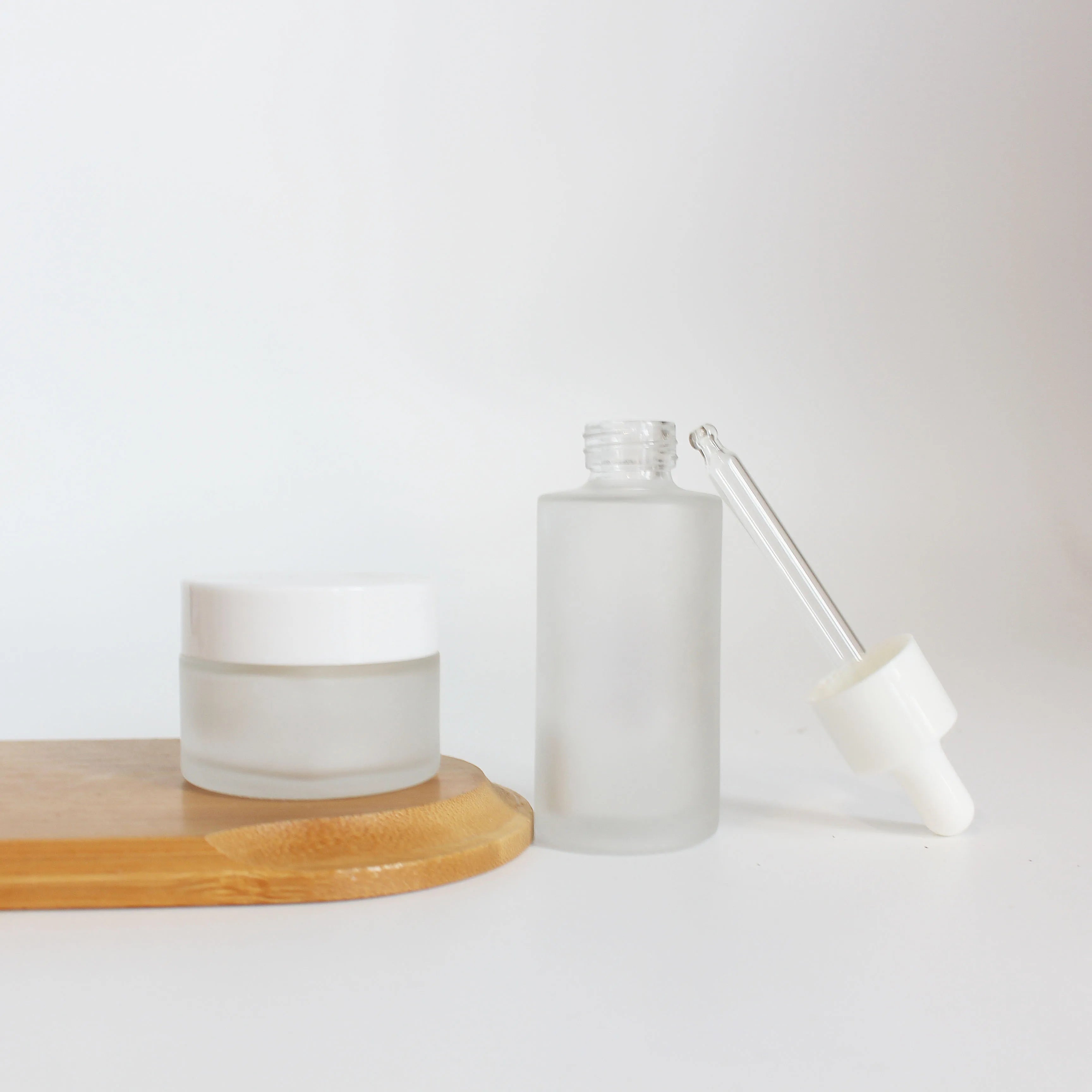 Luxury Skincare Serum Glass Bottle 30ml 50ml Cosmetic Essential Oil Flat Shoulder Glass Dropper Bottle - 图片 5