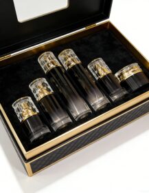 Luxury Custom LOGO Cosmetic Black Glass Bottle 20ml 30ml 50ml 100ml 120ml Empty 30g 50g Face Cream Jar Skincare Set