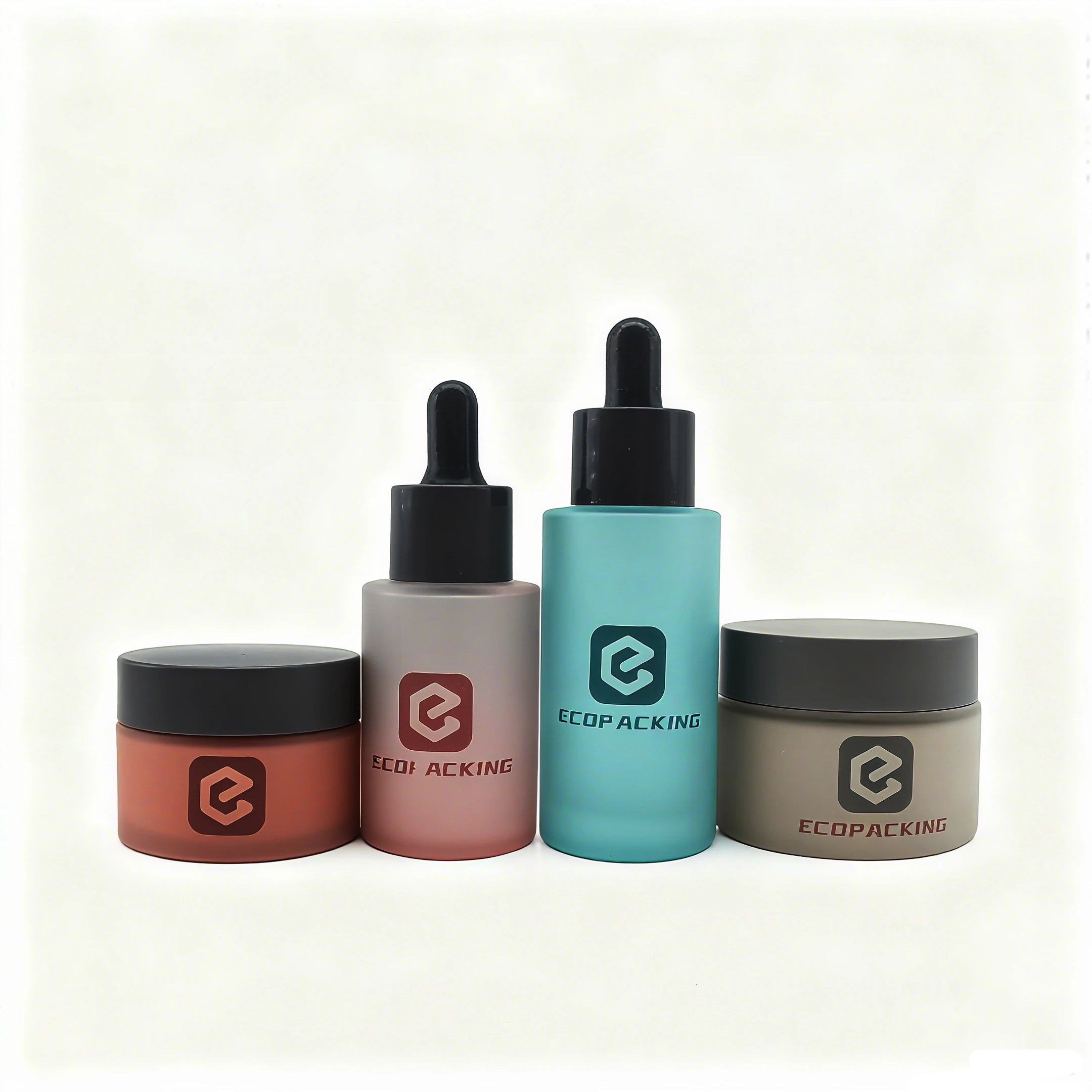 30ml 60ml Eco Flat Shoulder Glass Lotion Bottle Dropper Cap Face Cream Serum Toner Packaging - 图片 6