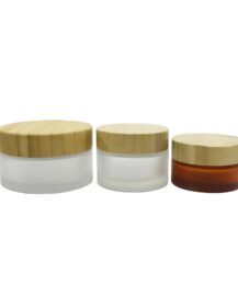 Environmental 5g 10g 15g 20g 30g 50g 100g Empty Cosmetic Container Frosted Glass Cosmetic Cream Jar With Bamboo Lid Wood