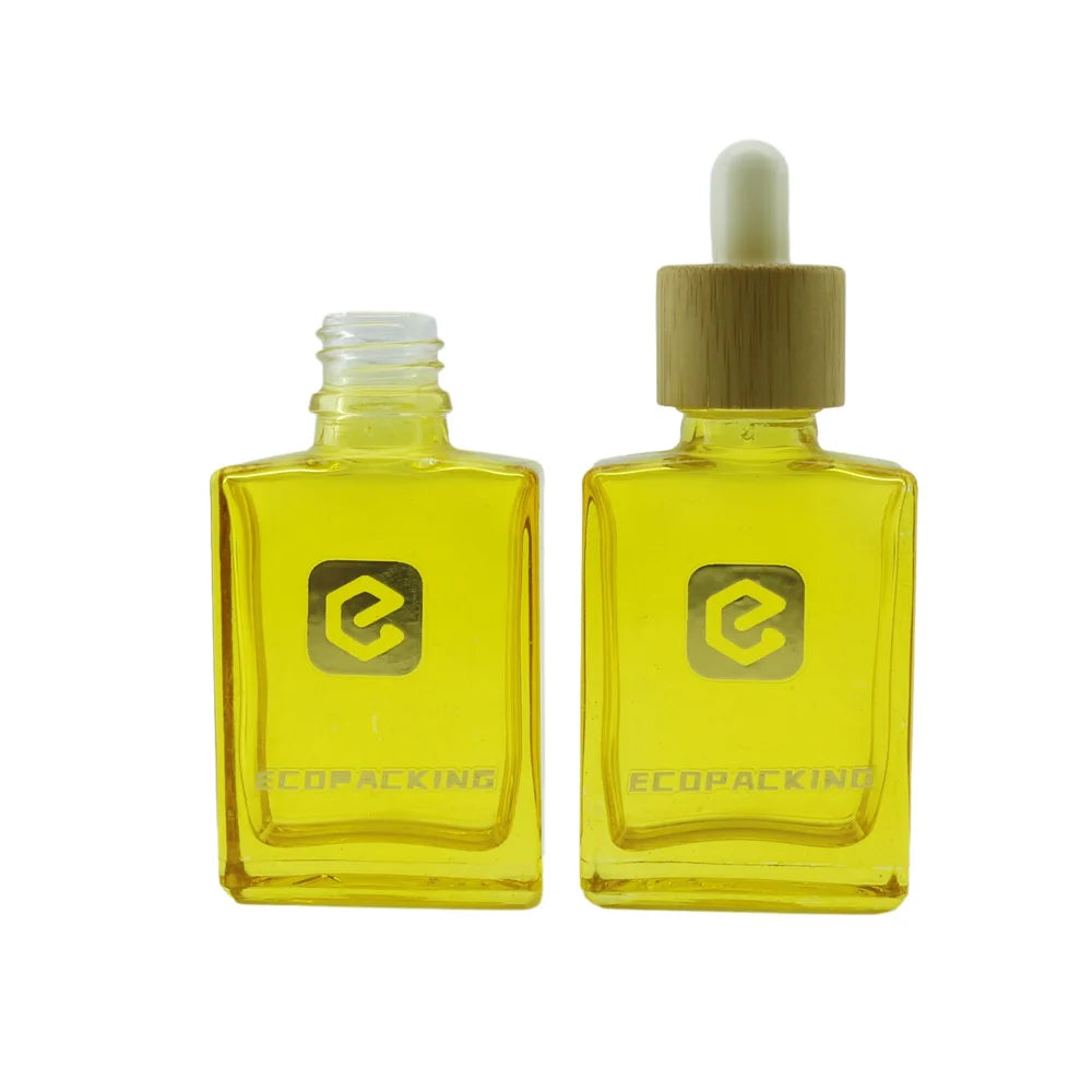30ml 50ml 100ml Flat Square Rectangle Luxury Dropper Essential Oil Glass Bottles for Body Oil - 图片 5
