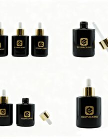 Customized 1 OZ Flat Glass Dropper Bottle Empty Skin Care Serum Oil Essential Oil Cream Eye Drop Use White