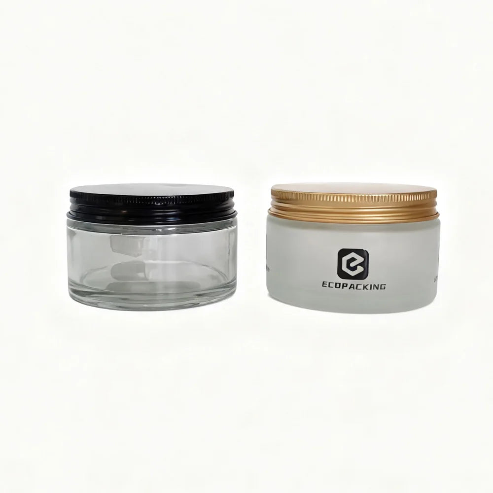 200g 200ml clear Frosted Body Butter Jars Glass Jars with Plastic Aluminum Lids for Cosmetics - 图片 4
