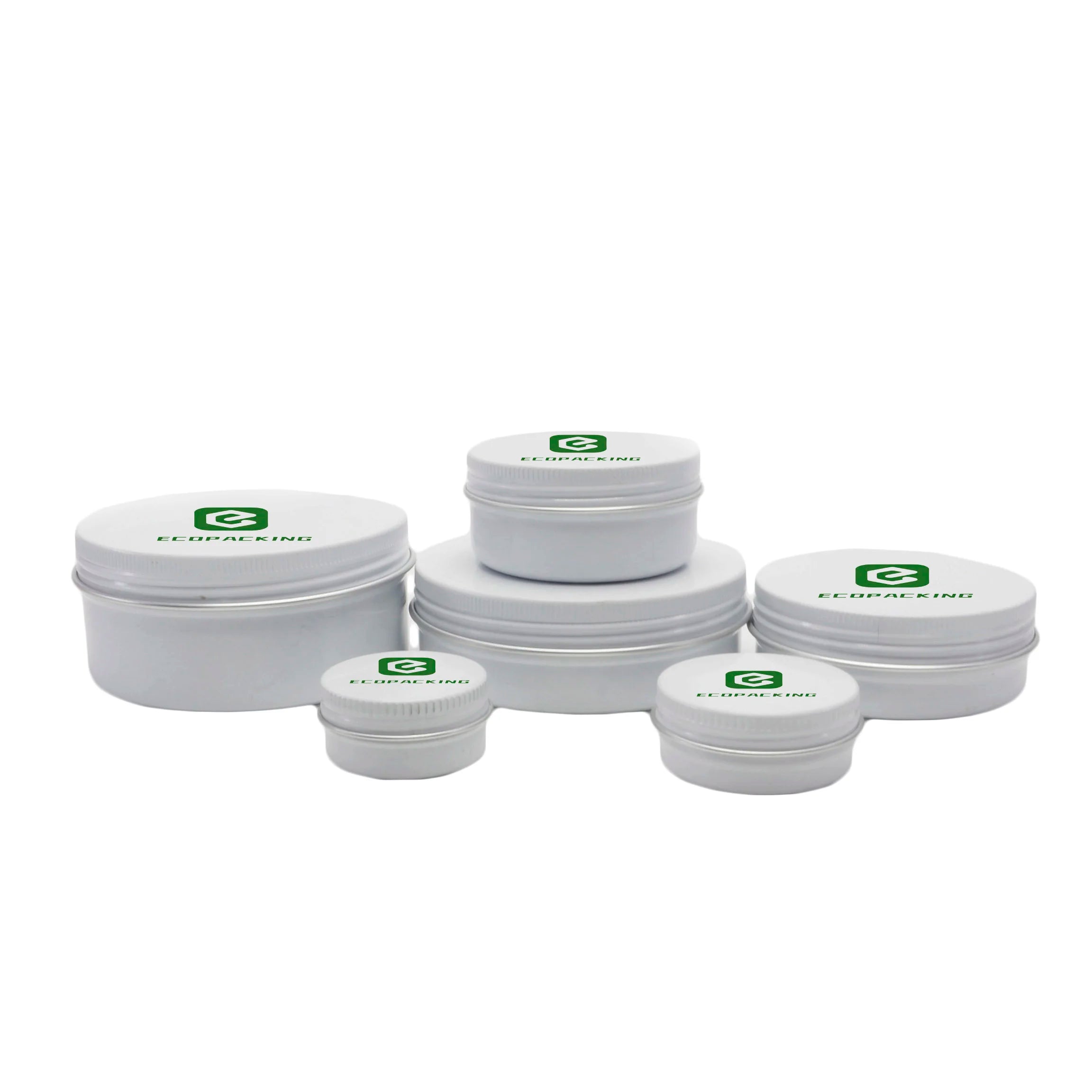 logo Printed 10ml 15ml 30ml 50ml 60ml 80ml 100ml White Aluminum Tin Jar for Lip Balm Body Scrub Cream - 图片 2