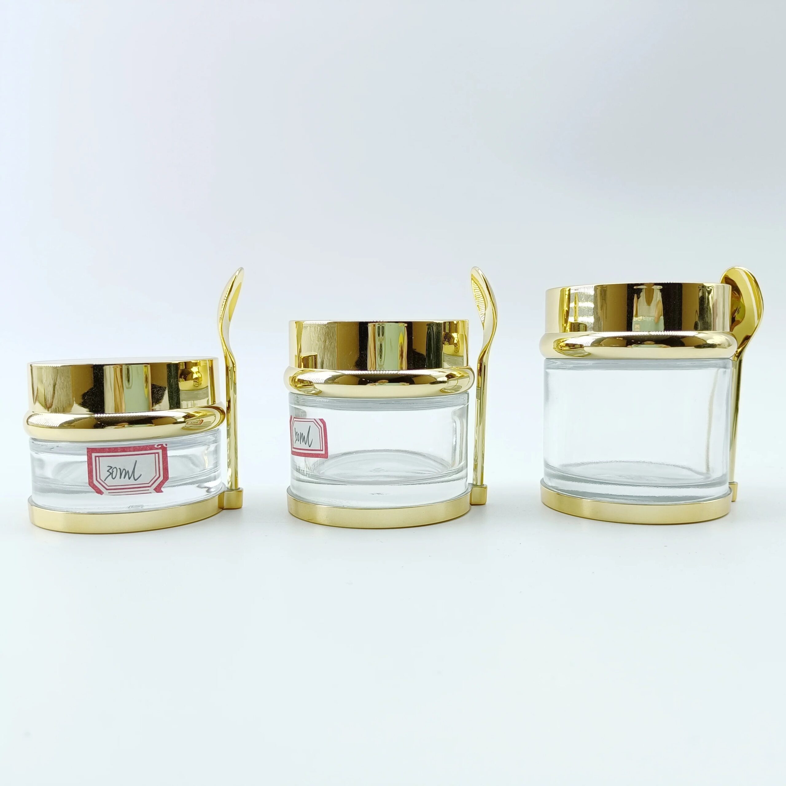 30g 50g 80g Clear Cream Glass Jar for Eye Cream Gel Packaging Cosmetic Face Skin Care Luxury GlassJar with Spoon - 图片 7