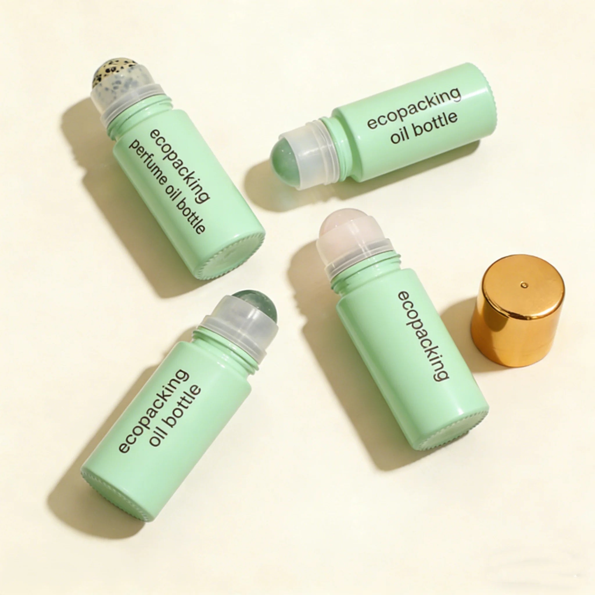 50ml Empty Glass Bottle Clear Amber Essential Oil Bottle Rose Quartz Gemstone Roller Ball Bottle - 图片 4