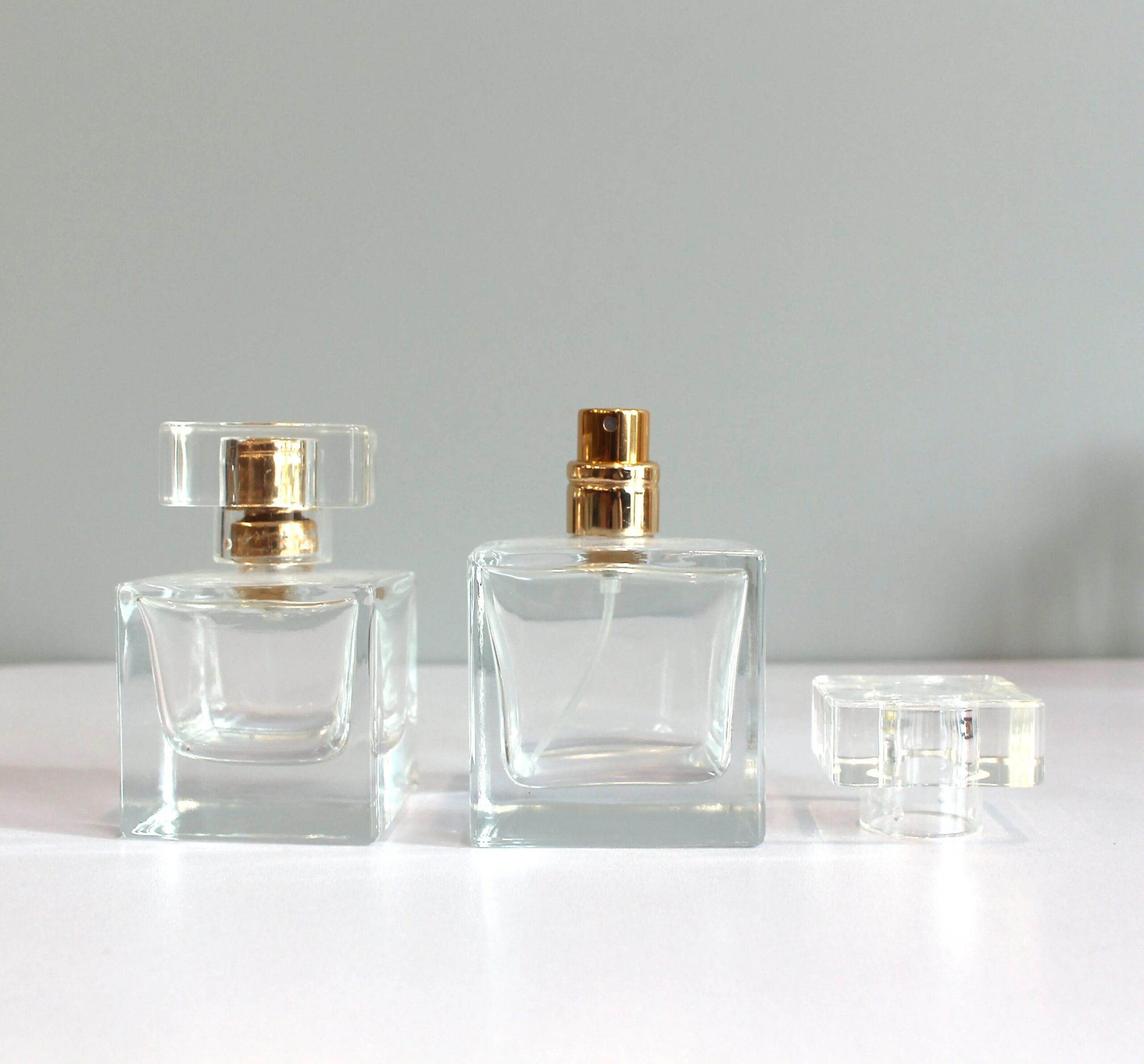 Cylinder Luxury square Glass Perfume Bottle Refillable 30ml 50ml 100ml Glass Spray Bottle