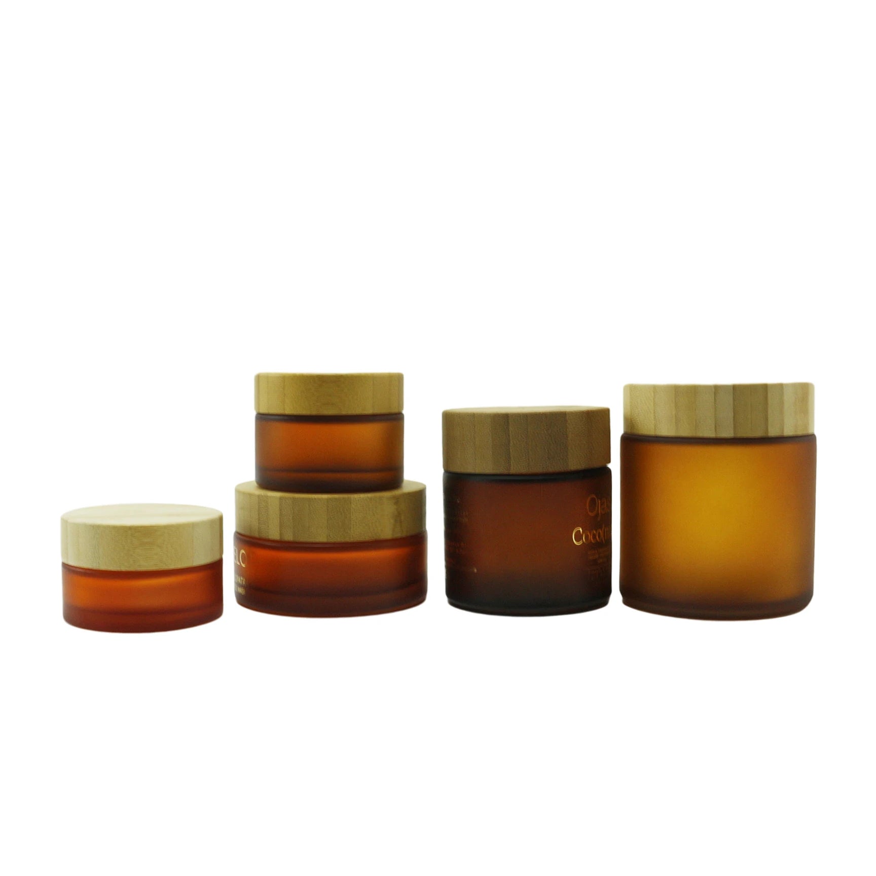 5ml 15ml 30ml 50ml 100ml 150ml 250ml Frosted Amber Glass Cream Jar With Bamboo Wood Lids D888 - 图片 2