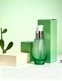 Wholesale 30ml Empty Lotion Pump Bottles Gradient Green Glass Cosmetic Dispenser Containers for Skincare Packaging