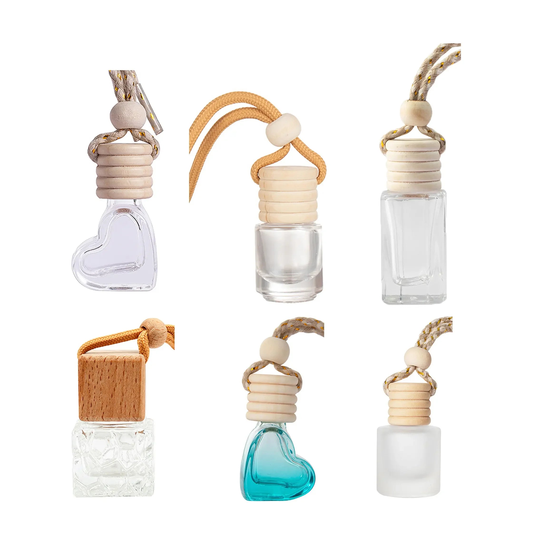 Empty 8ml Car Perfume Diffuser Glass Bottle Essential Oil Hanging Car Fragrance Bottle Container With Bambooi Lid - 图片 2