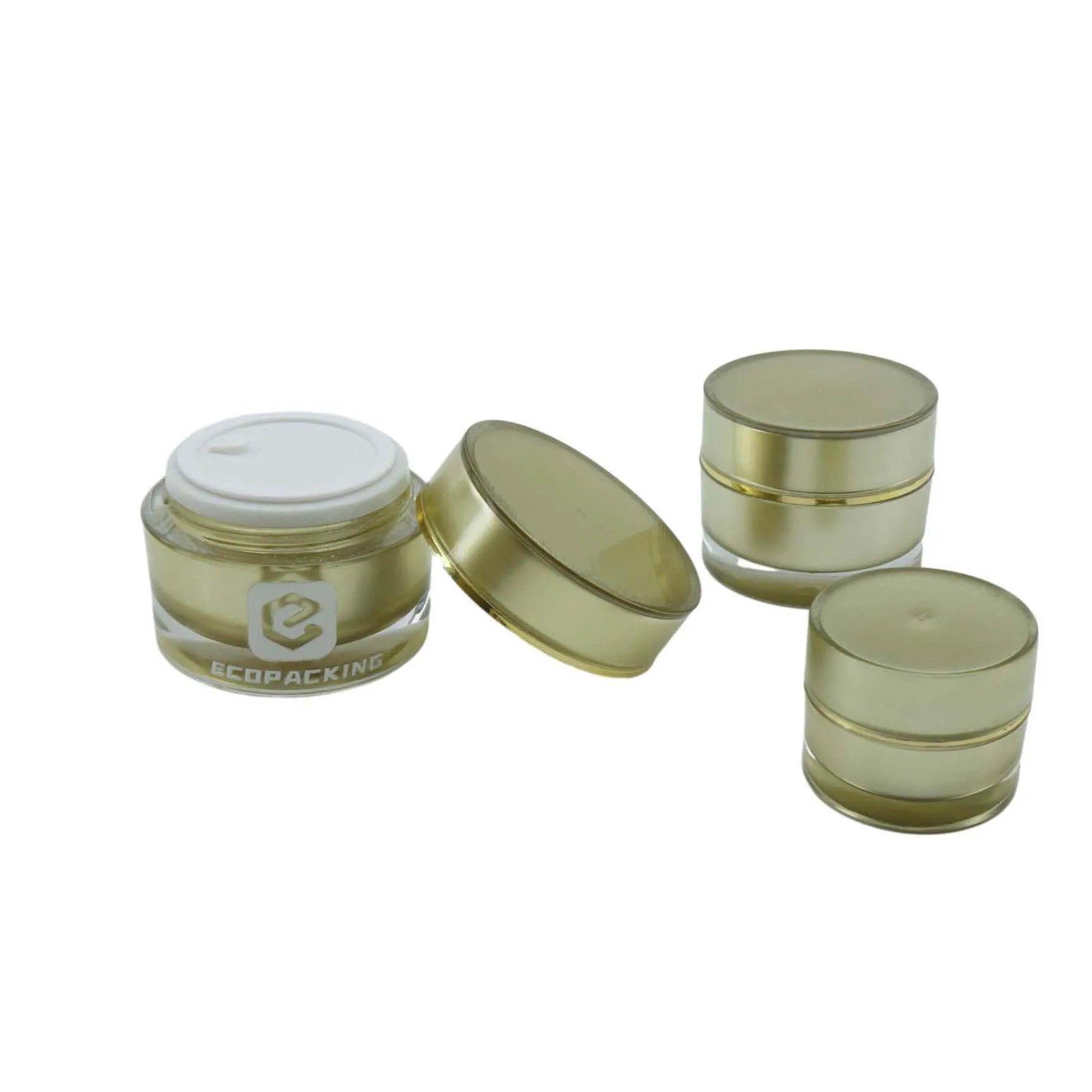Empty Gold Acrylic Jar Skincare Plastic Cosmetic Face Cream Plastic Jars With Lids