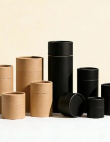 Eco Friendly Kraft Paper Tube for Cosmetic and Food Packaging Custom Black Cylinder Tube Container with Lid