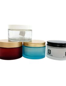 Customized Logo Printing Cosmetic Packaging Jars 200g Round Empty Cream Glass Jar With Lid