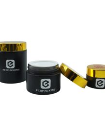 Customize Luxury Round Skincare Matte Black Frosted Container Cream Packaging Cosmetic Glass Jar With Lids