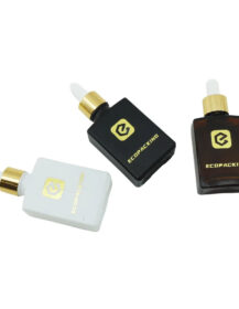 Custom Frosted Amber square Dropper Bottle 30ml Rectangle square Black Amber Frosted Brown Glass Dropper Bottle