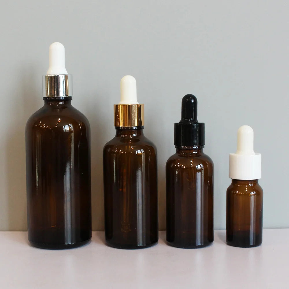 Wholesale Empty Body Oils 5ml 10ml 15ml 100ml Essential Oil Spray Bottle Amber Glass Dropper Bottles with Glass Dropper - 图片 5