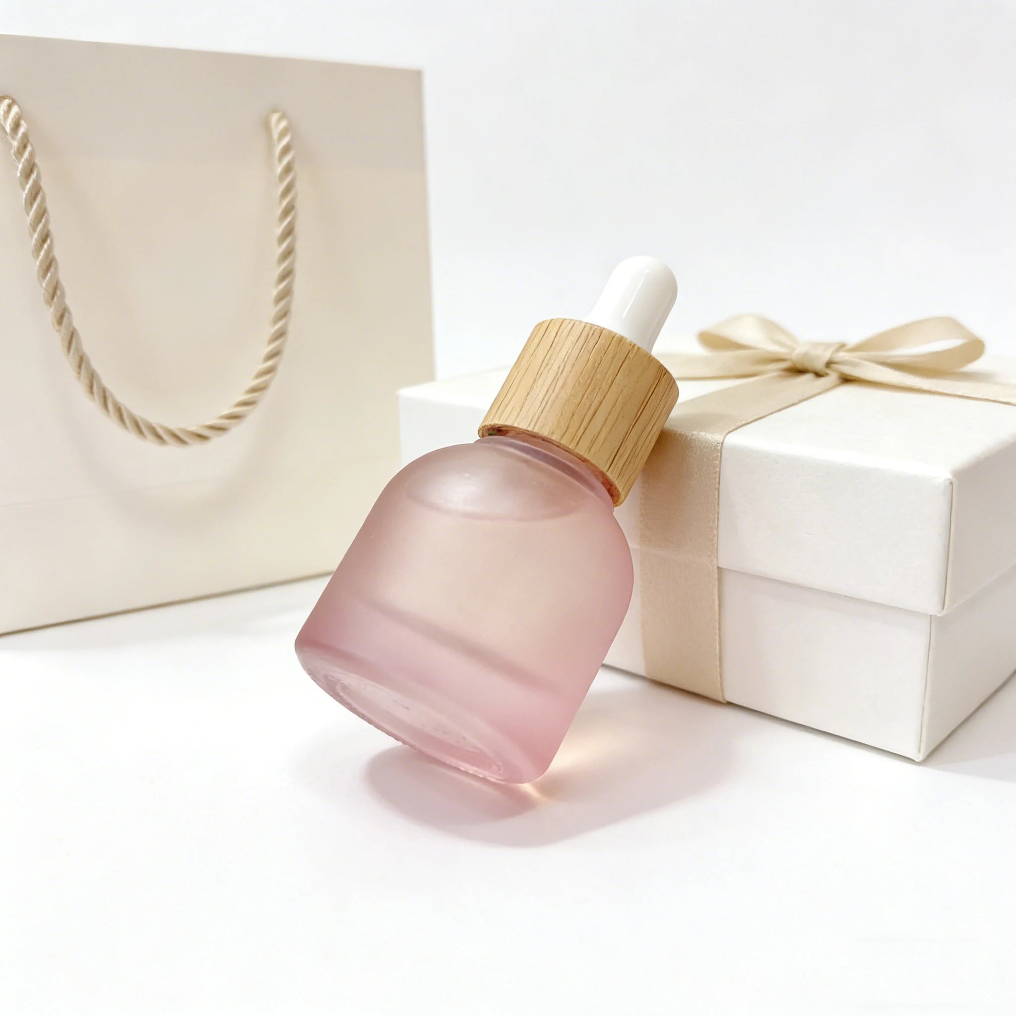10ml Skin Care Packaging Empty Frosted Glass Bottle Essential Oil Bottle with Bamboo Lid for Cosmetic Packaging - 图片 4
