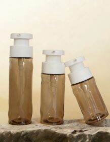 New Design Brown Empty Body Lotion Plastic Pump Bottle for Facial Cleanser Cosmetic Packaging
