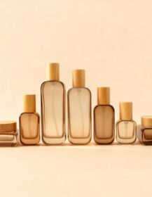 Empty 20ml 30ml 50ml 100ml 150ml square Glass Serum Essential Lotion Pump Bottle 30g 50g Face Cream Jar with Wood Lid