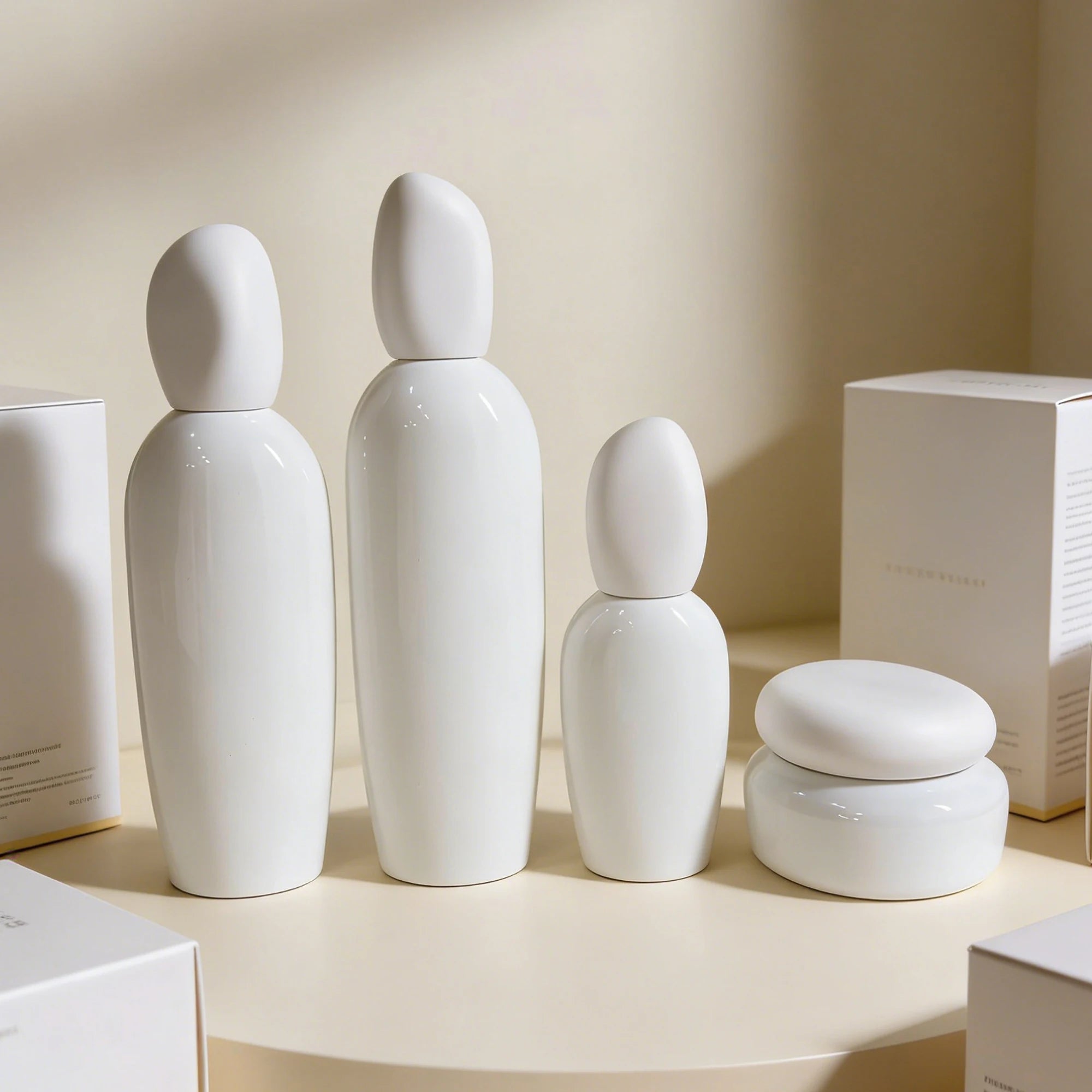 Gorgeous Bright White Glass Lotion Bottles Pump Top Wholesale Skincare Packaging Face Cream Serum Body Lotion 888J - 图片 4