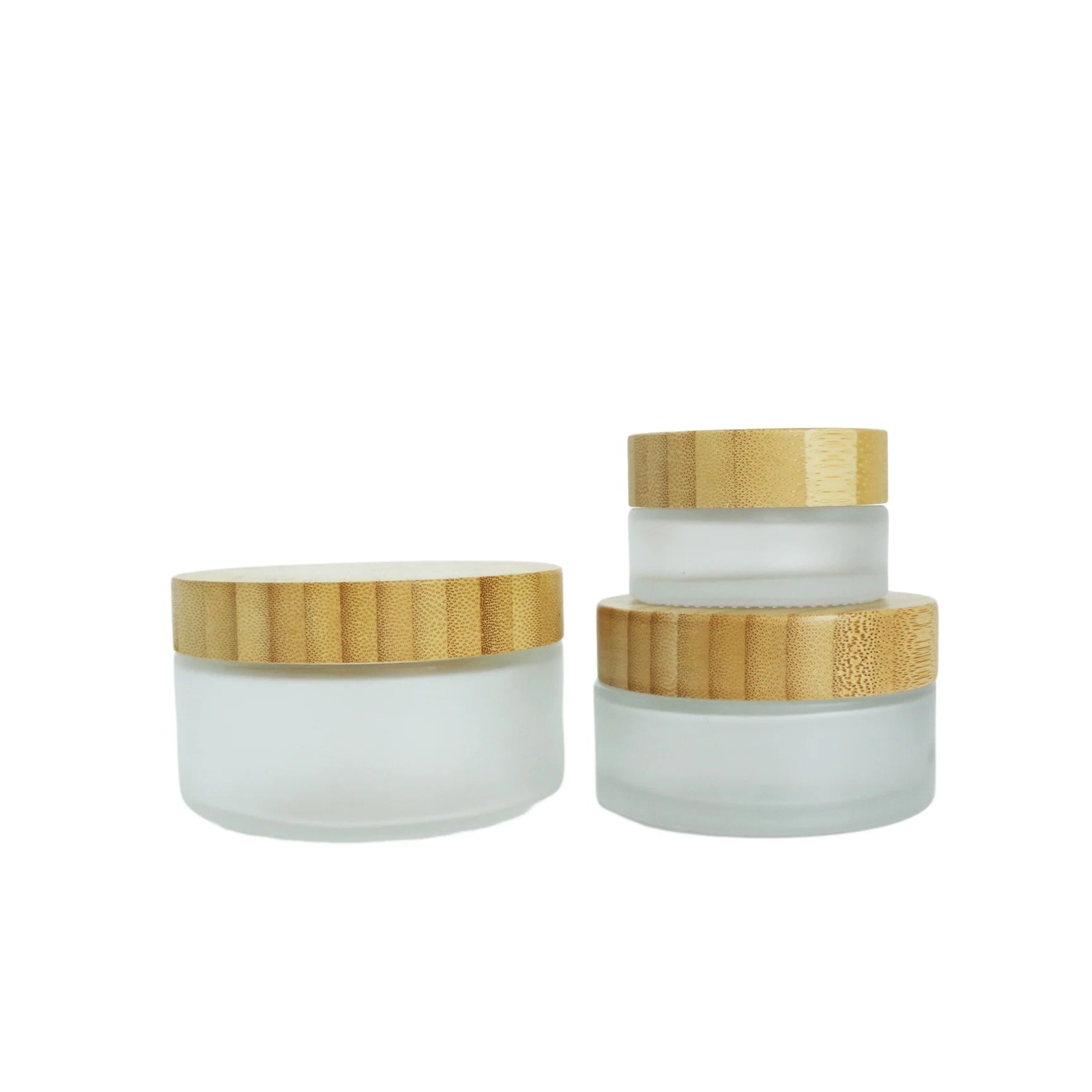 5g 10g 15g 30g 50g 100g 200g Empty Cosmetic Cream Frosted clear Glass Jar with Bamboo Lid for Skin Care Beard Balm Lip Stick - 图片 5