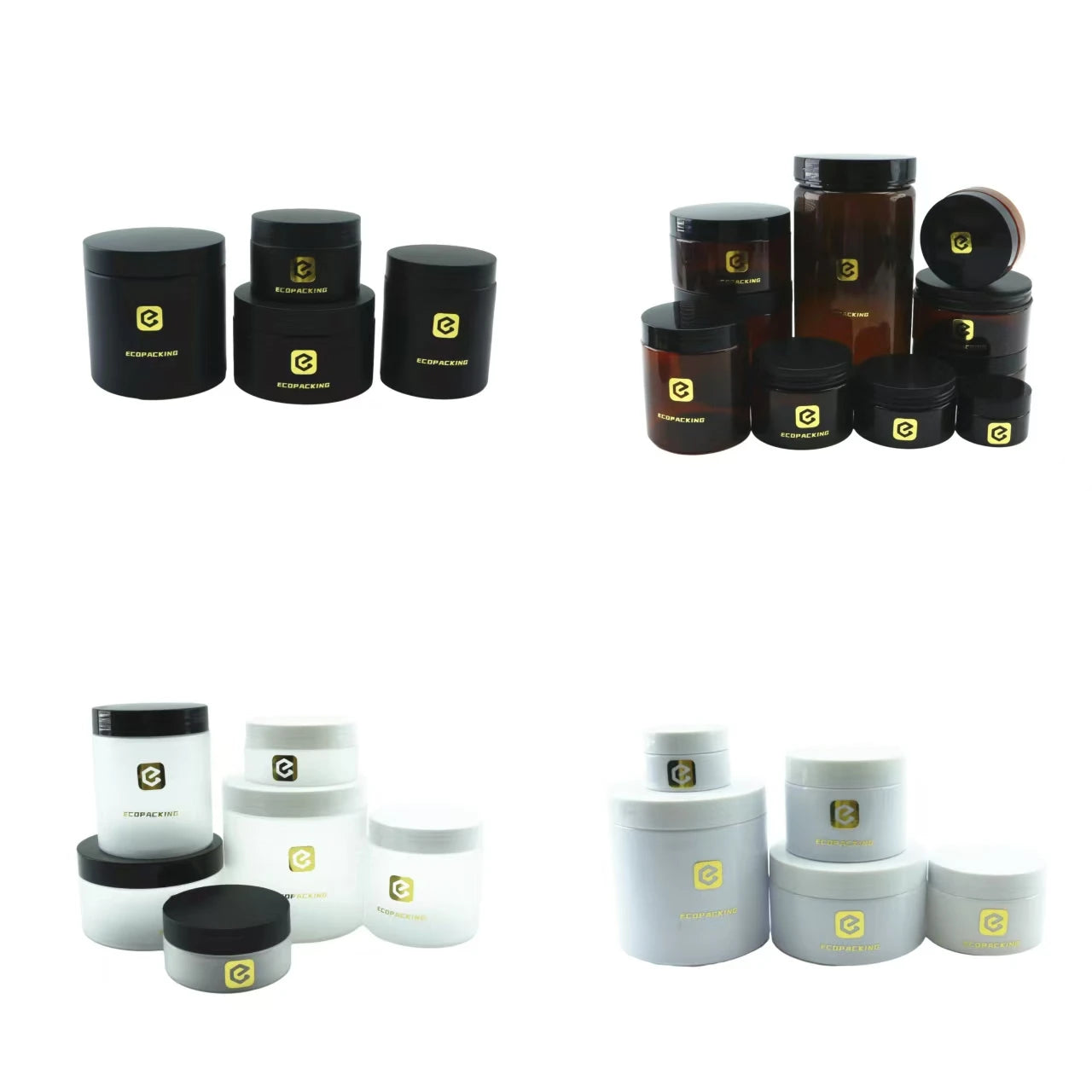 Luxury Custom Logo 50ml 100ml 200ml 250ml 300ml 500ml PET Plastic Face Body Cream Cosmetic Container Jars with Lid