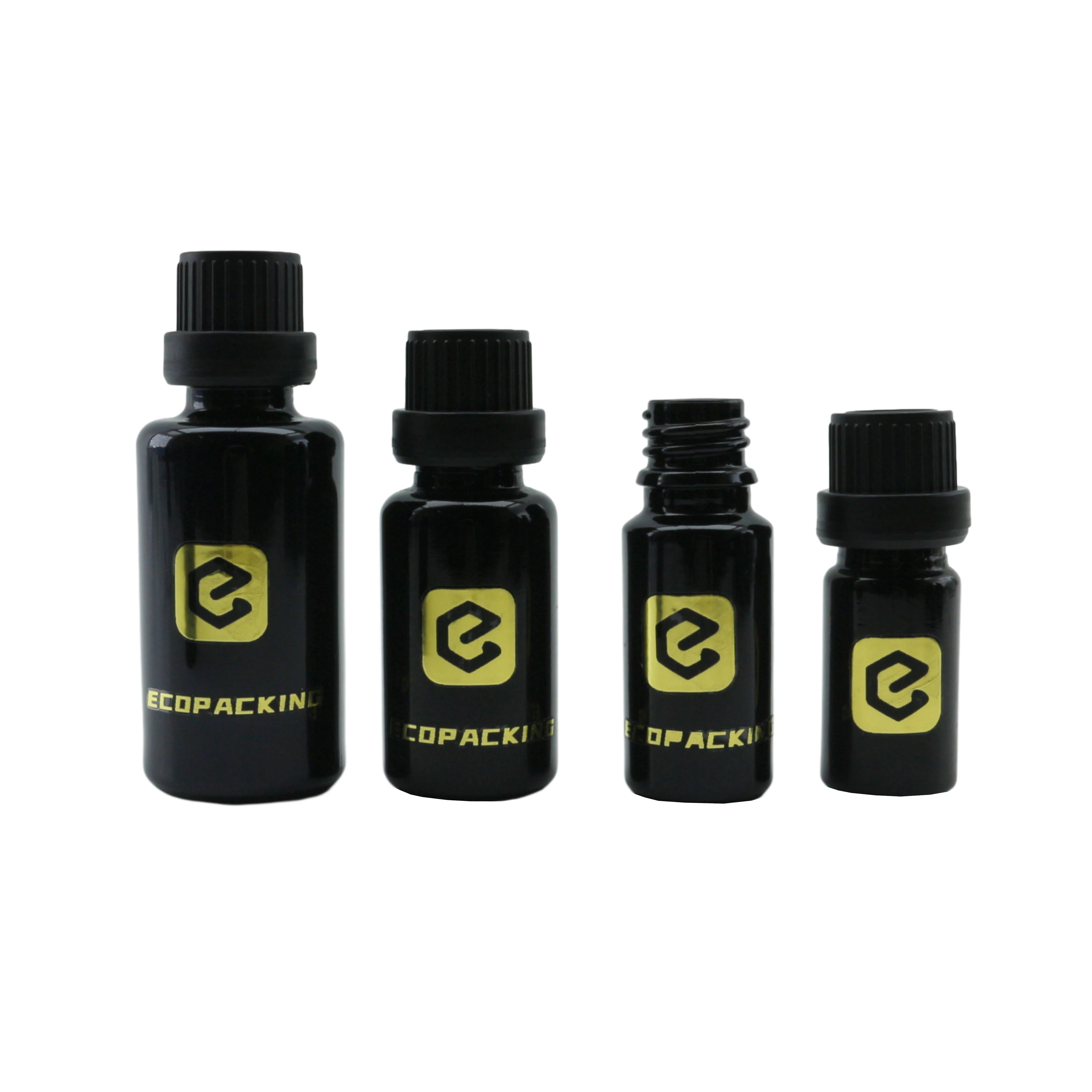 Wholesale Uv Dark Violet Black 5ml 15ml 30ml 50ml 100ml Glass Cosmetic Serum Bottle for Oil - 图片 4