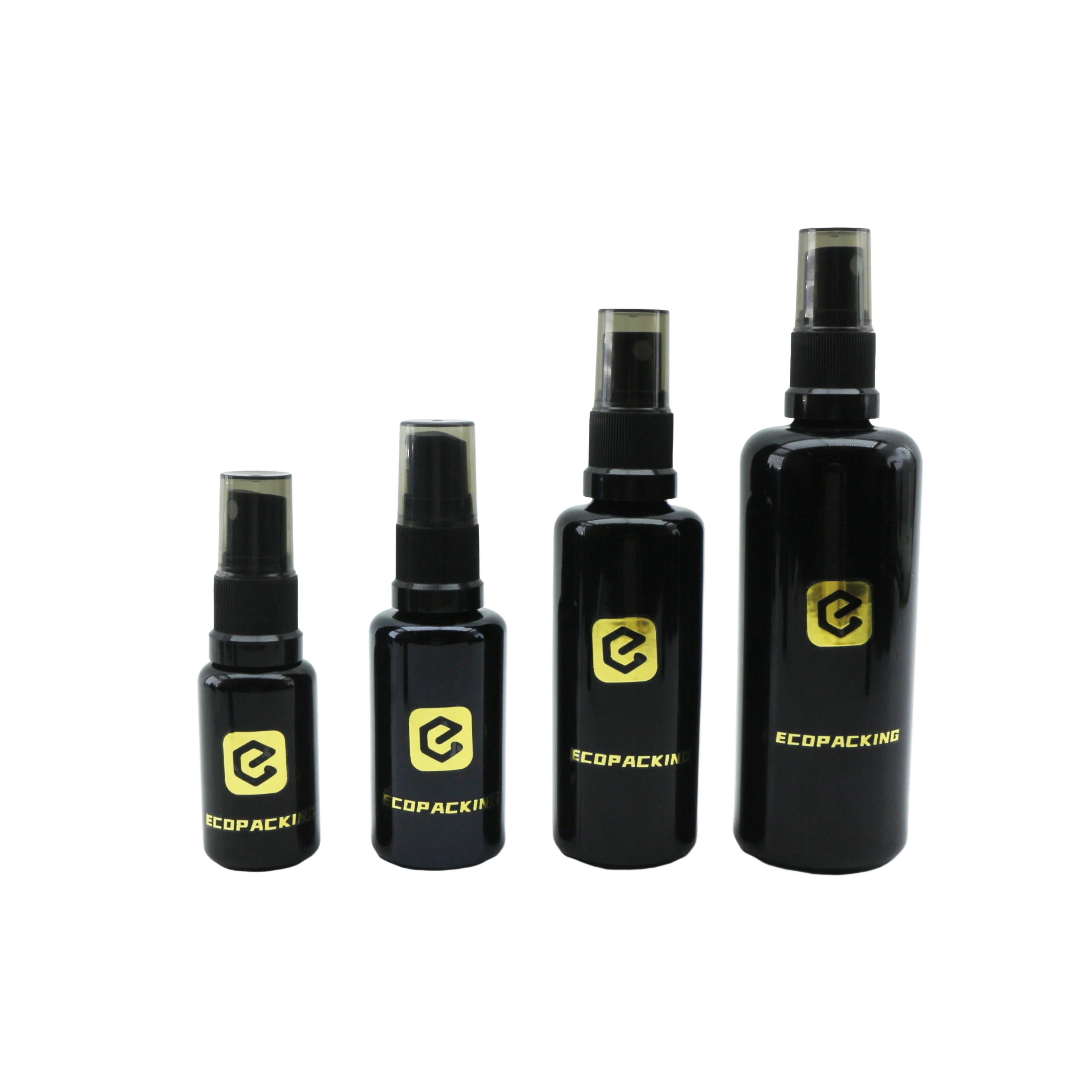 Luxury Essential Oil Cosmetic Uv Black Dark Violet Glass Dropper Spray Pump Bottle for Skin Care 30ml 50ml 100ml 200ml - 图片 3