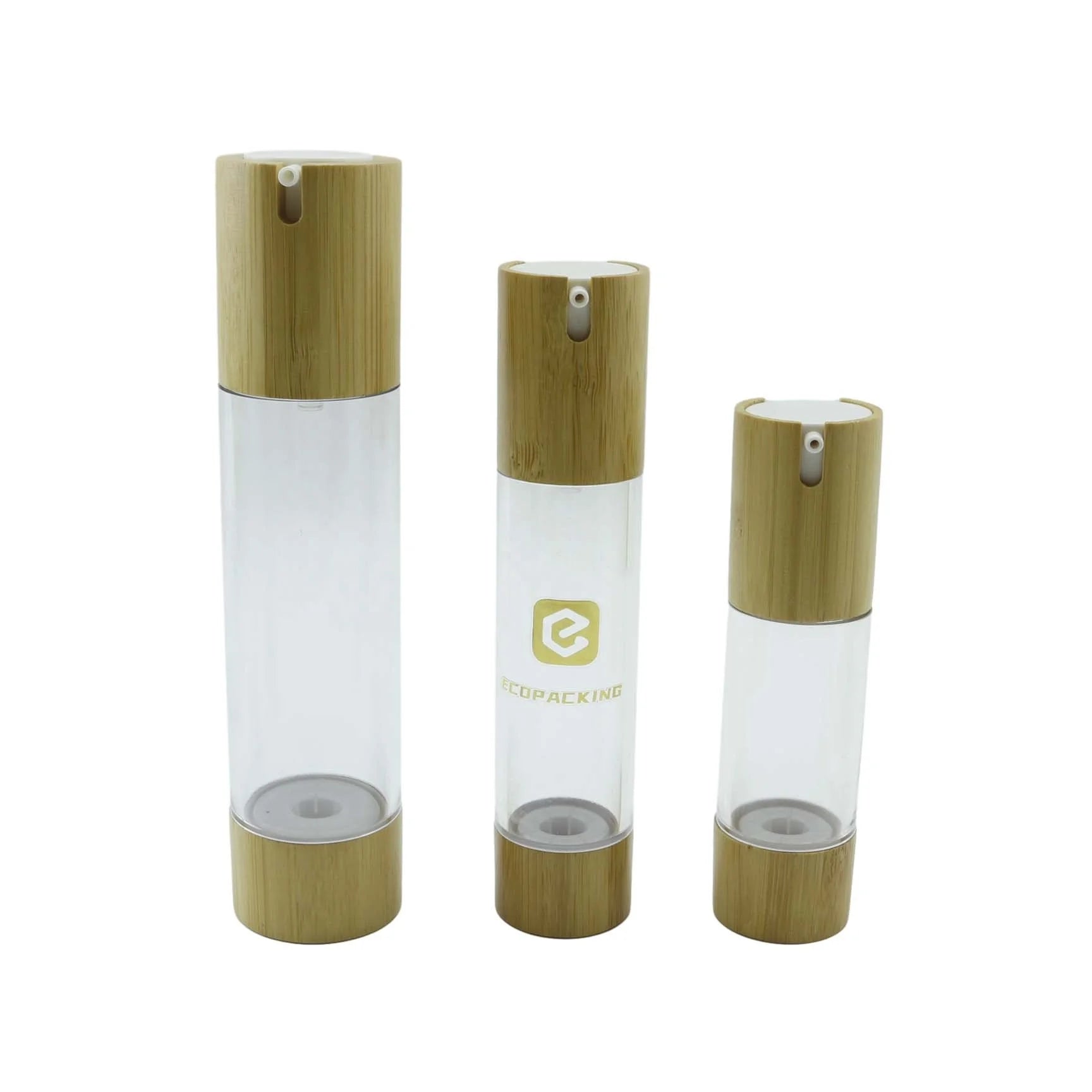 High Quality Plastic Bottle 15ml 30ml 50ml 100ml Bamboo Airless Pump Bottle for Cosmetic