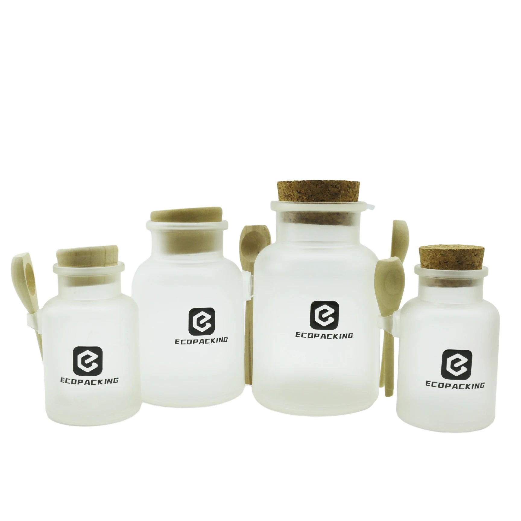 Empty Bath Salt Container Bottles 100ml 200ml 300ml 500ml Cosmetic Frosted Body Scrub Plastic Jars with Wood Spoon - 图片 7