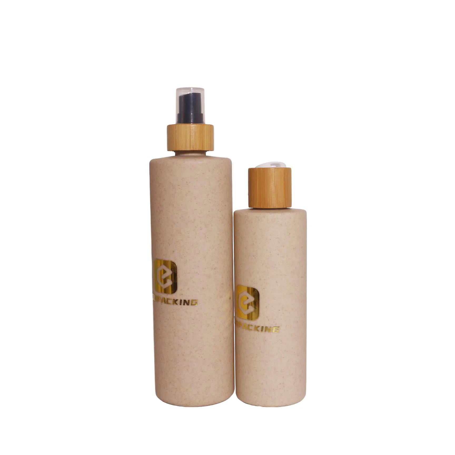 30ml 50ml 100ml 250ml 500ml Cosmetic Plastic Bottles Shampoo Lotion Bottle Wheat Straw Packaging for Skincare F888 - 图片 5