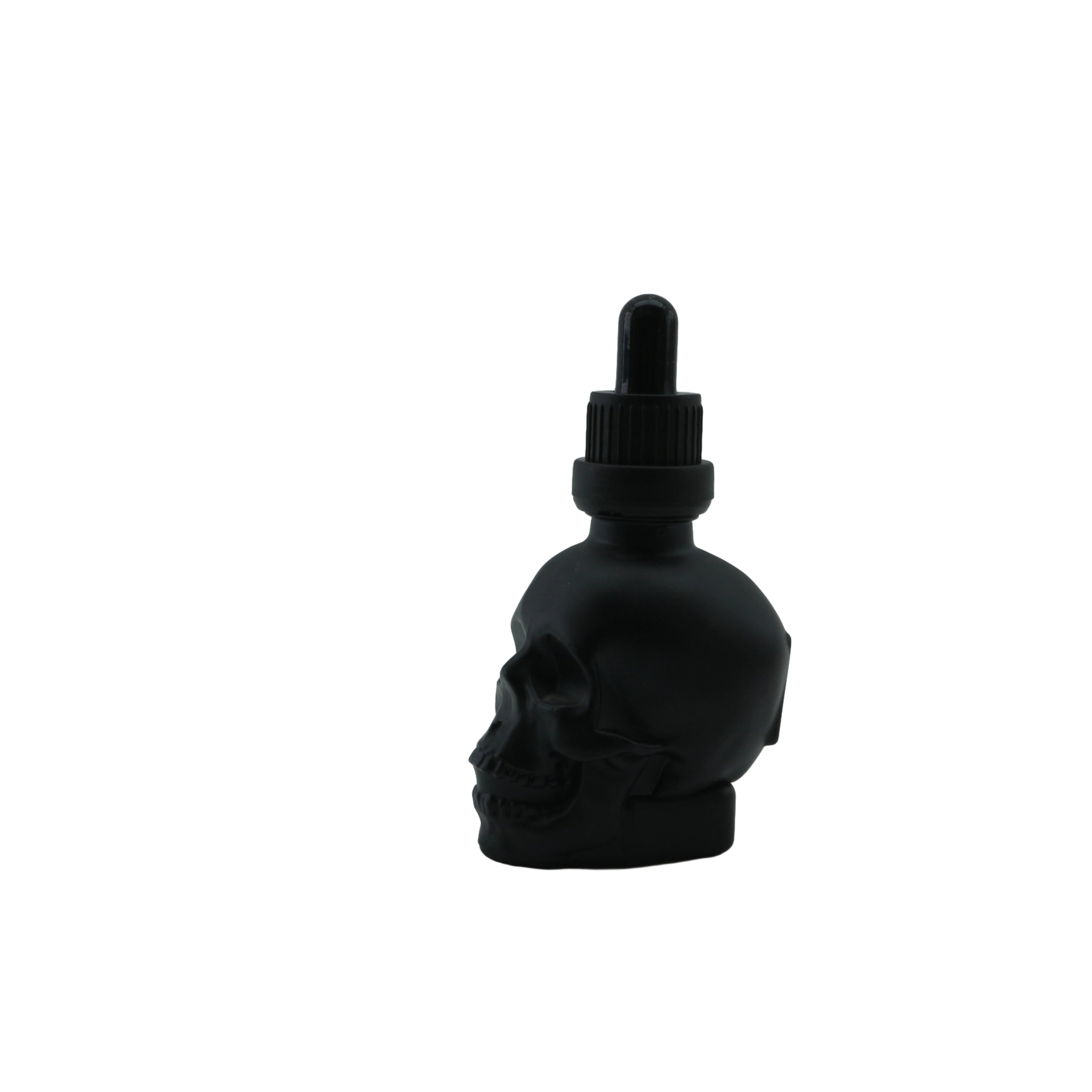 Wholesale 30ml 60ml Matte Black Electroplate Gold Sliver Cosmetic Skull Glass Serum Dropper Bottle for Essential Oil - 图片 3