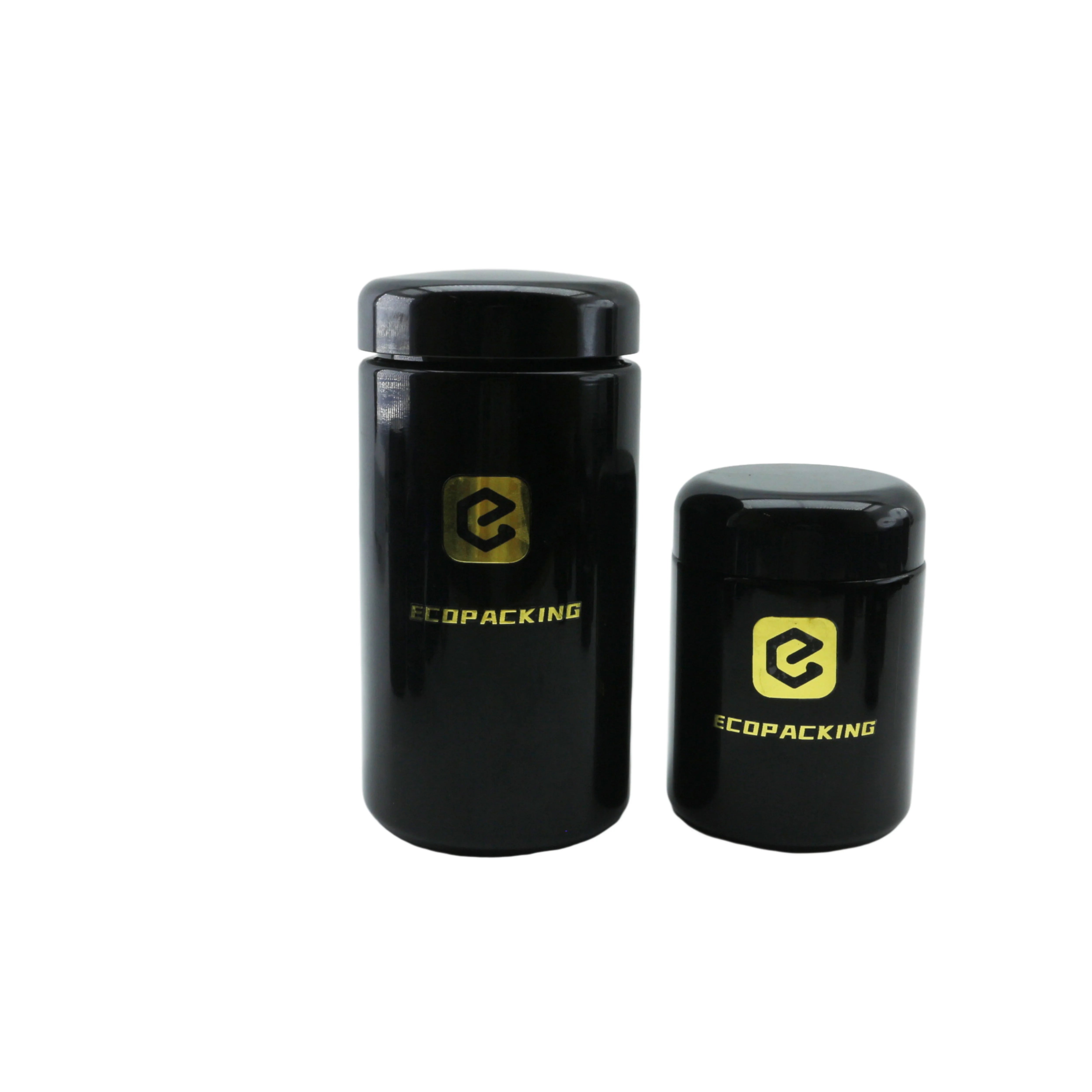 Round Large Smell Proof air Tight Storage Glass Jar 250ml 500ml 1000ml UV Black Dark Violet Uv Glass Jar - 图片 6