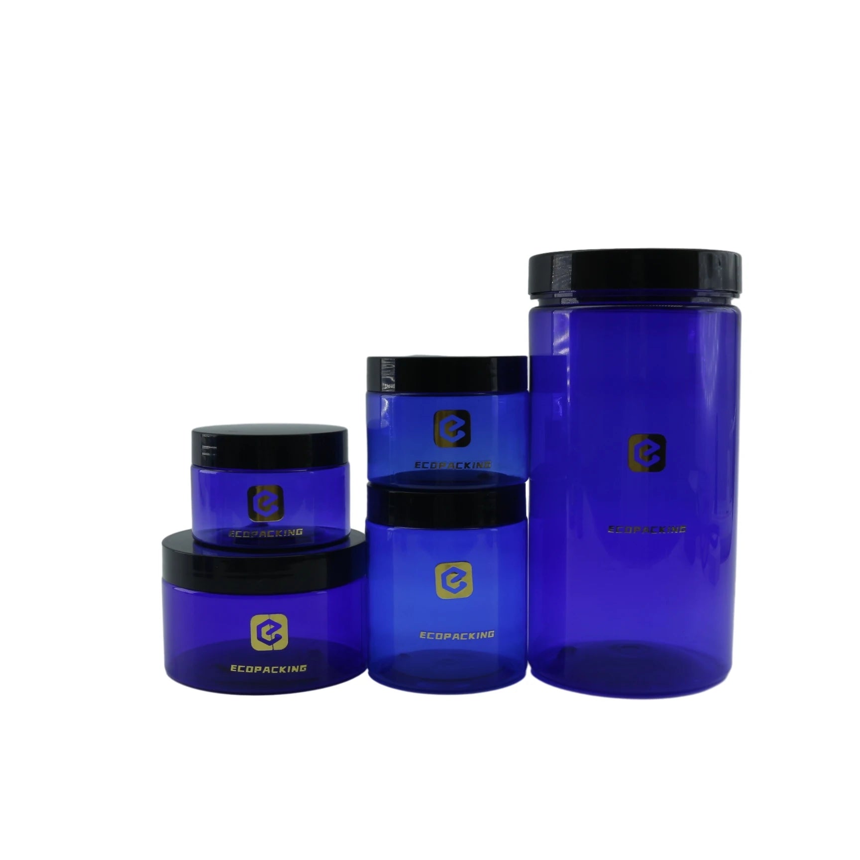 Wholesale 1oz 2oz 4oz 8oz 16oz 32oz Blue PET Plastic Facial Care Jars Recyclable Cosmetic Packing for Hair - 图片 11