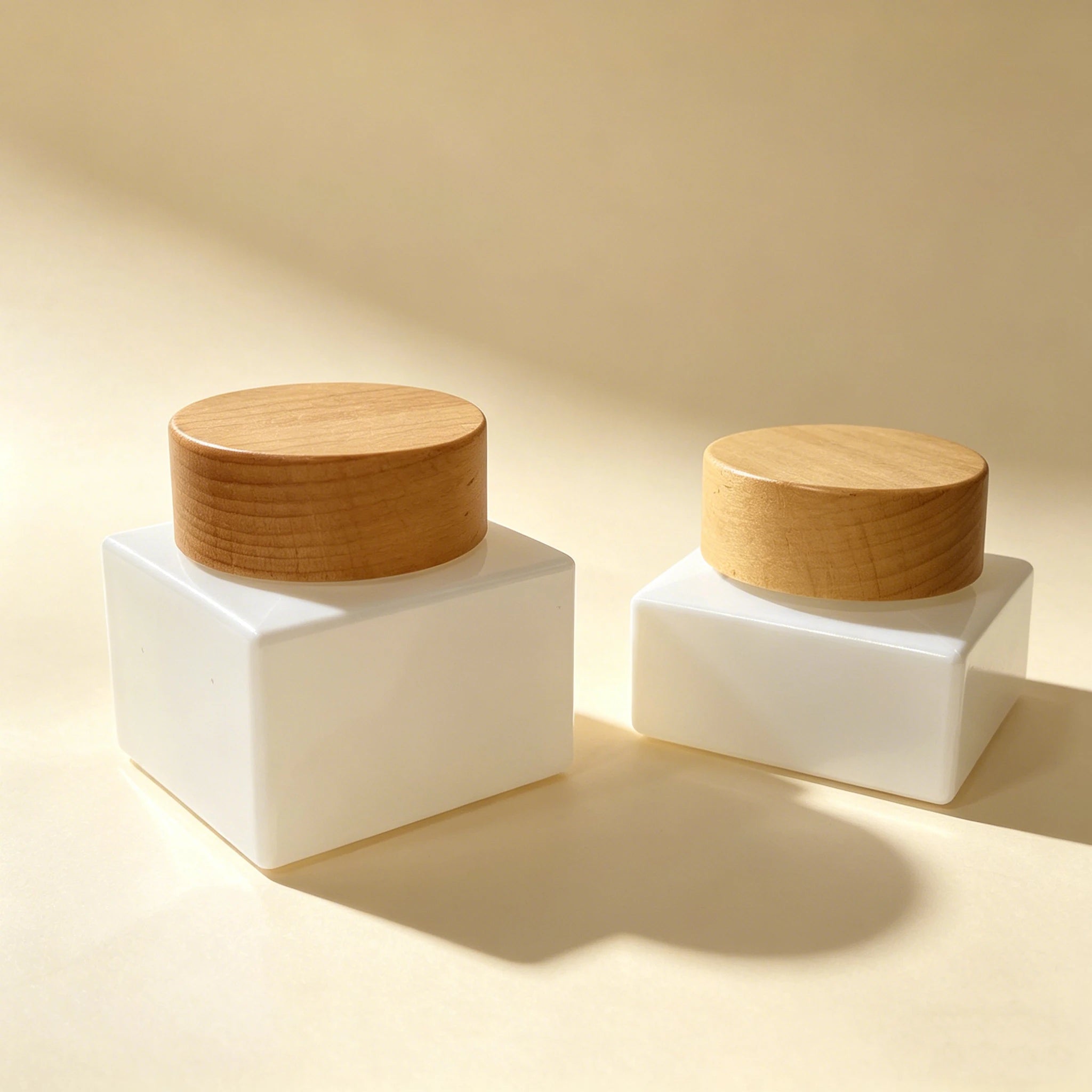 Face Cream Cosmetic Lip Balm Empty square Glass Jar with Wooden Lid for Skin Care Packaging Set 30ml 50ml 30g 50g - 图片 2