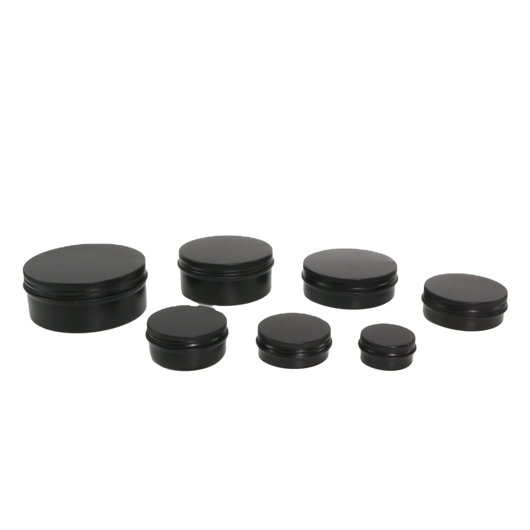 5ml 10ml 15ml 20ml 30ml 50ml 60ml 100ml 150ml 200ml 250ml Cosmetic Cream Hair Wax Beard Balm Matte Black Aluminum Tin Jar B8888