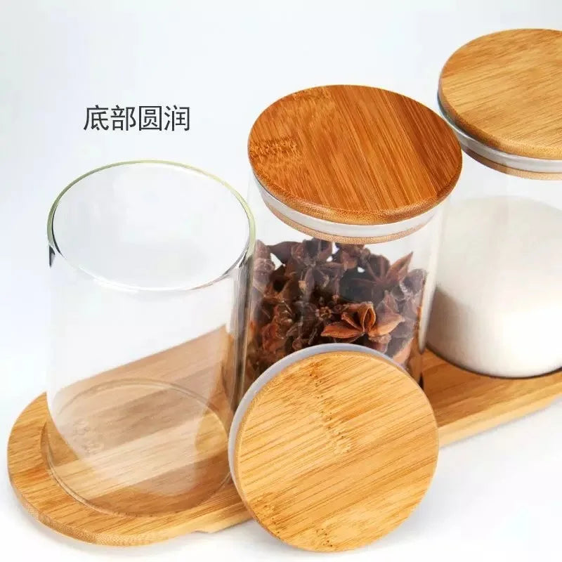 Dry Food Borosilicate Glass Jars Food Storage With Bamboo Lid Airtight Kitchen Organizer - 图片 6