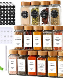 Kitchen 120ml 4oz Glass Spice Jars with Bamboo Lids Set M888