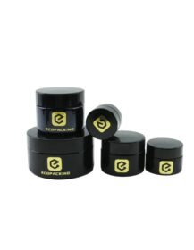 Wholesale Uv-proof 5 15 30 50 100ml Uv Violet Glass Jar 250 500 air Tight Glory Black Glass Stash Jar Screw Top Cosmetic Jar