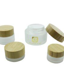Eco Friendly 5ml 15ml 30ml 50ml 100ml clear Frosted Cosmetic Skincare Glass Face Cream Jar with Bamboo Lid