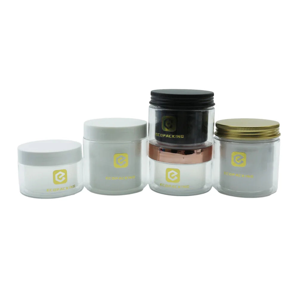 Luxury 15ml 30ml 50ml 100ml 250ml 8 oz Cosmetic Round Airtight Jar Face Cream Double Wall Plastic Jars With Lids - 图片 3