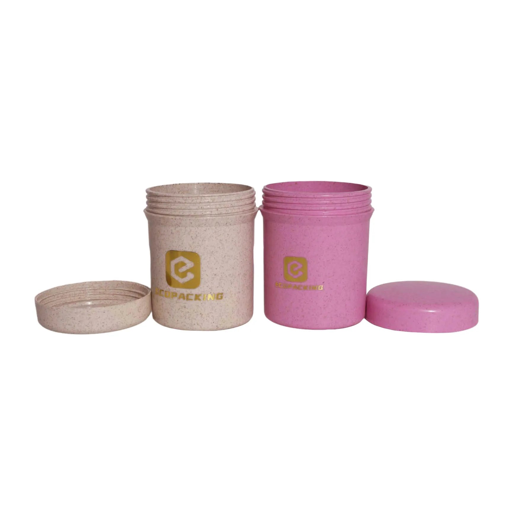 Empty Wheat Straw 250g Cosmetic Jar Large Plastic Jars Containers for Body Scrub Jar - 图片 5