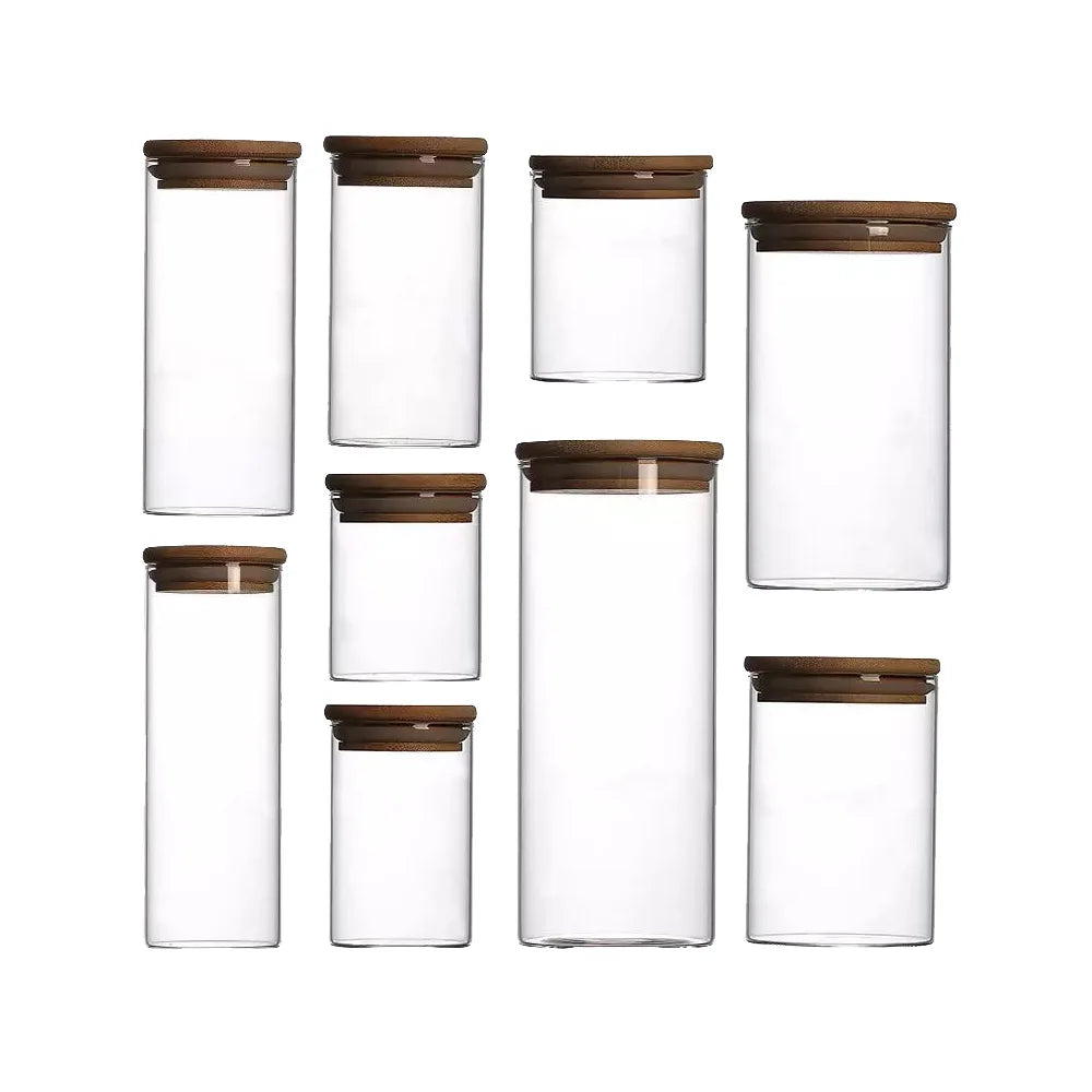 Recycled Mini Small Transparent Clear Borosilicate Empty Round Glass Candle Container Jars with Bamboo Wooden Lid - 图片 6